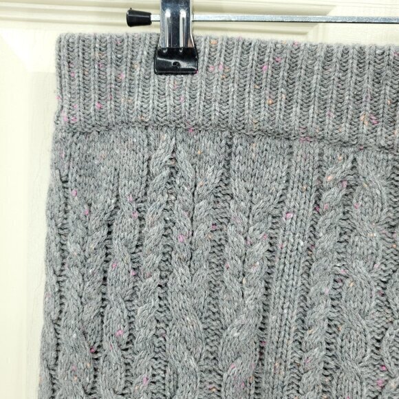 Something Navy Wool/Cashmere Chunky Cable Knit Pull On Lounge Pants L Gray - Picture 11 of 15